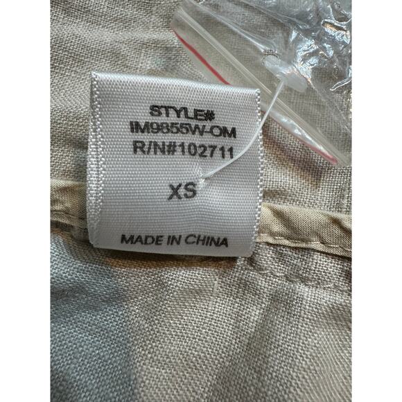 Olivia Moon jacket 100% tan linen hooded cargo utility pockets zip button sz XS - Picture 11 of 11